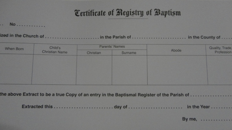Certificate of Registry of Baptism