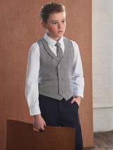 Boys 4pc grey check waistcoat suit - David