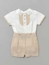 Baby boys white & beige romper - Benson
