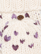 Ivory & purple mittens