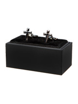 Silver cross cufflink