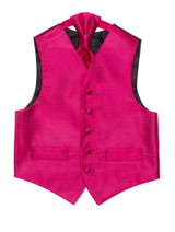 Boys cerise pink waistcoat & cravat set