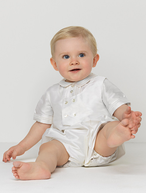 Emile et Rose boys ivory silk romper - Sebastian