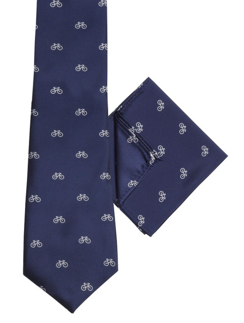 Boys navy tie and hanky set - Bike