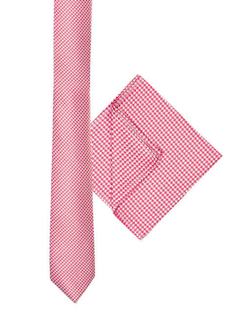 Boys red tie and hanky set - Houndstooth