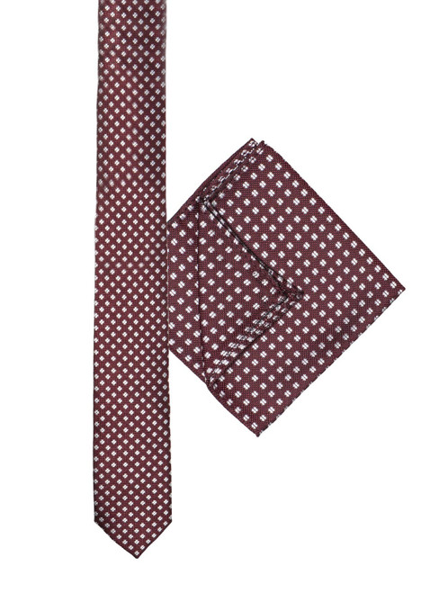 Boys burgundy tie and hanky set - Hashtag