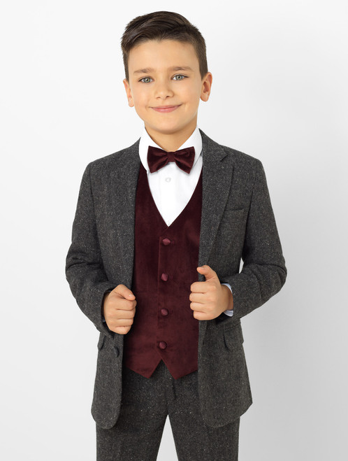 boys burgundy tweed suit