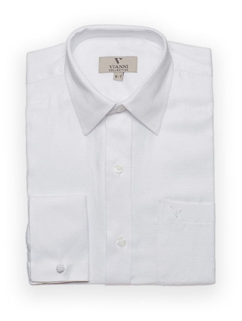Boys white cufflink shirt