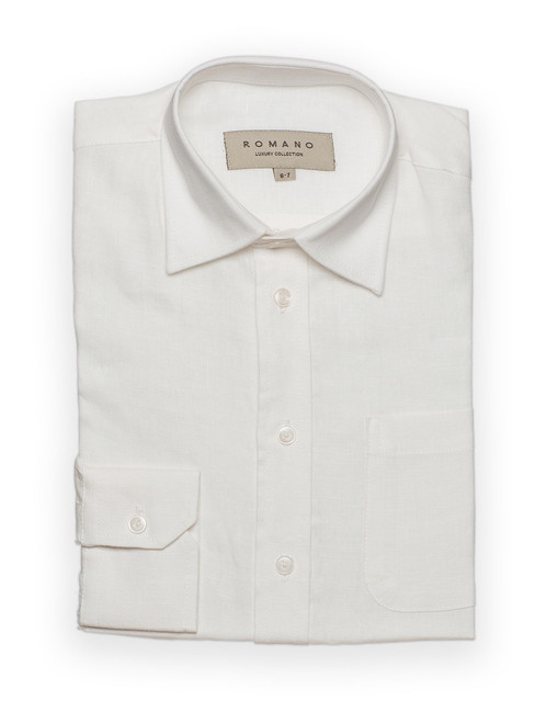Boys cream linen shirt