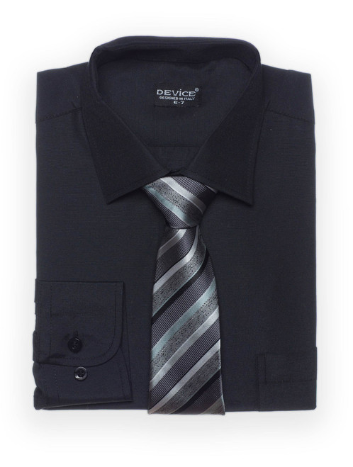 Boys black shirt & tie set - Device - 2