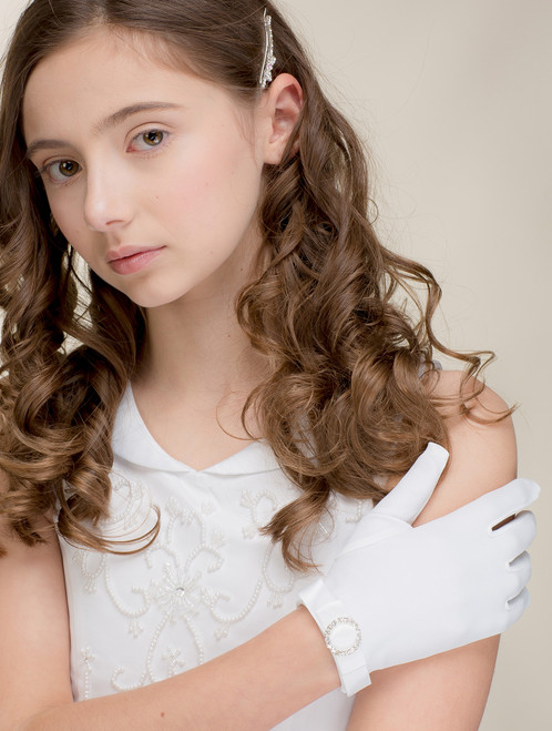 Girls white communion gloves