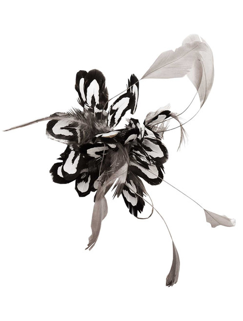 Ladies black & white fascinator - Flower cluster