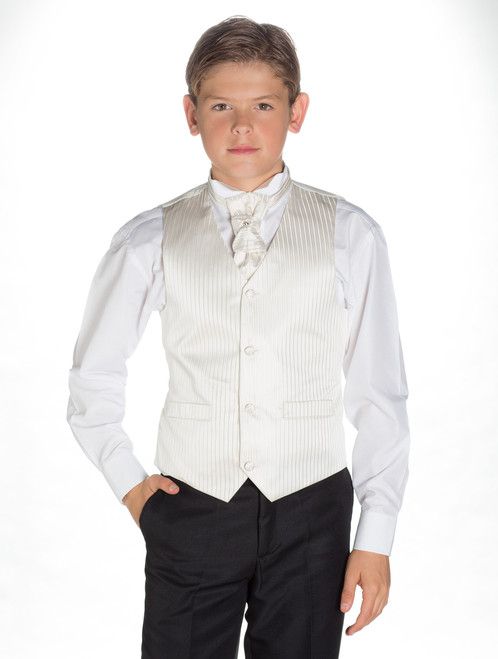 Boys ivory striped waistcoat suit