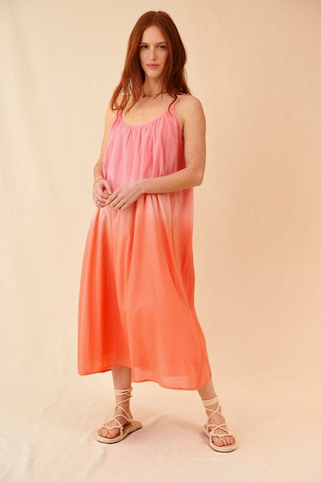 chinese dress ladies Hand-Dyed Maxi Dress with Statement Sleeves | 100% Viscose