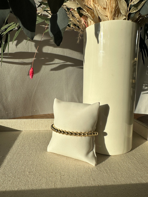 Large Beaded Elastic Bracelet -18K Gold Filled
