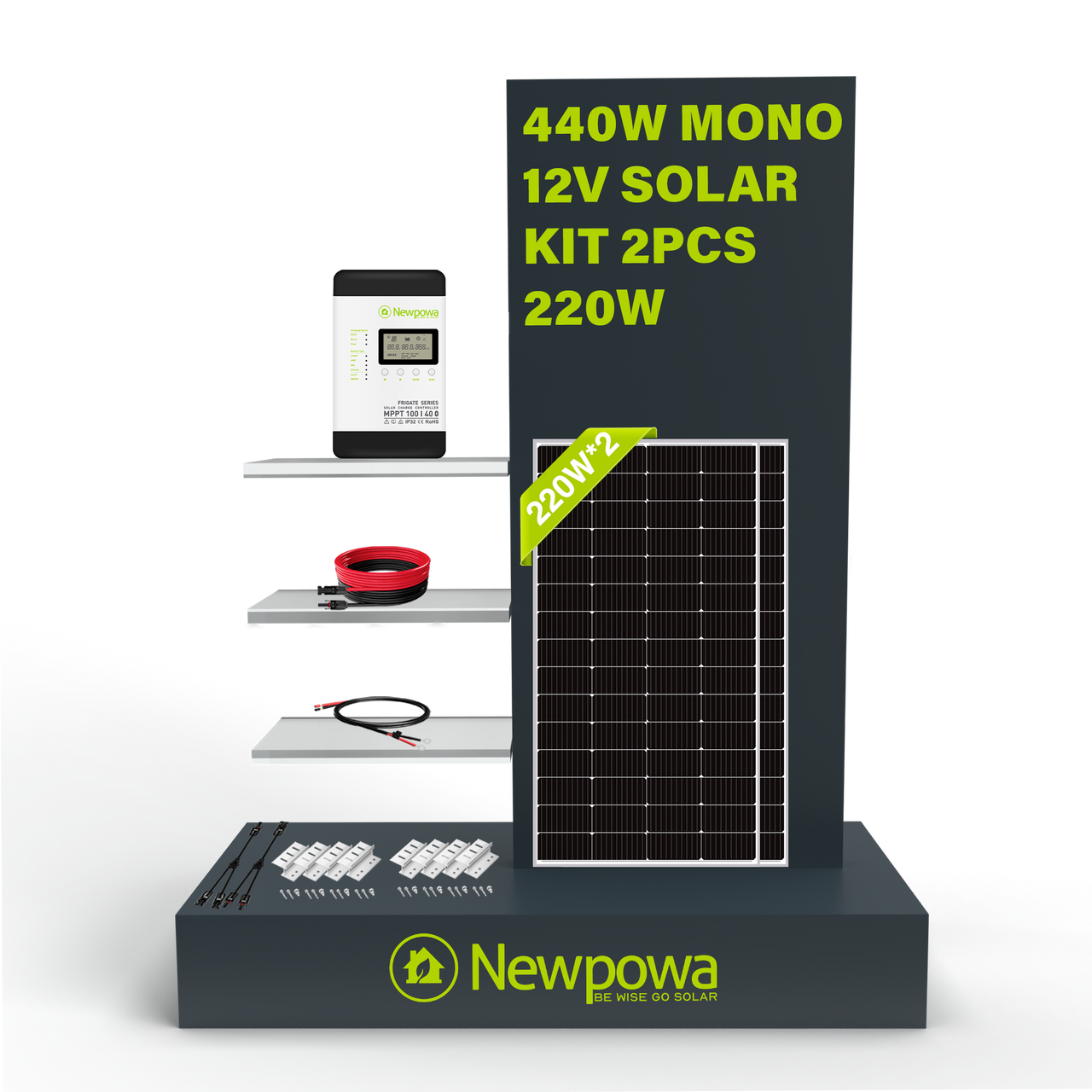 440W 12V Mono Solar Kit for Off-grid Solar Applications -Newpowa