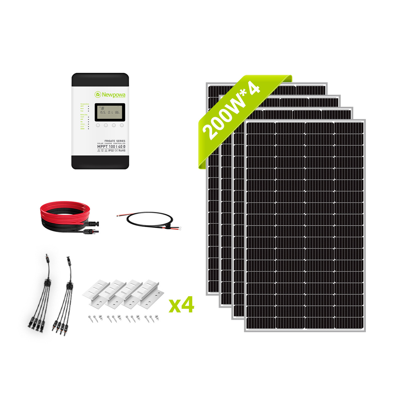 800W Mono 24V Solar Kit (4PCS 200W 24V) for all Your Needs -Newpowa