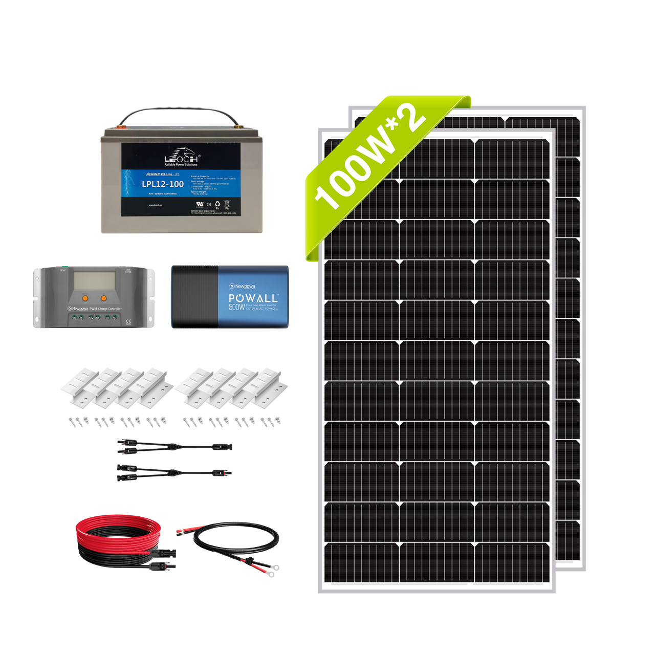 220W 12V Powall Battery Solar Kit for New Solar Users Newpowa