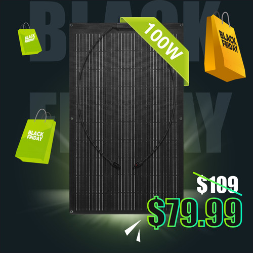 New Black 100W Lightweight 12V Mono Semi-Flexible Solar Panel