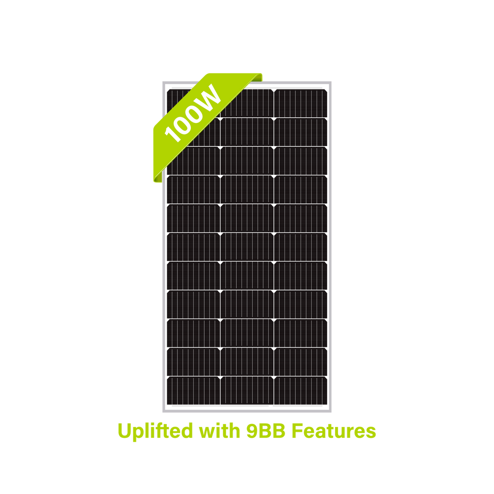 Pro 100W 12V Monocrystalline Solar Panels w/ 9BusBar Technology Newpowa