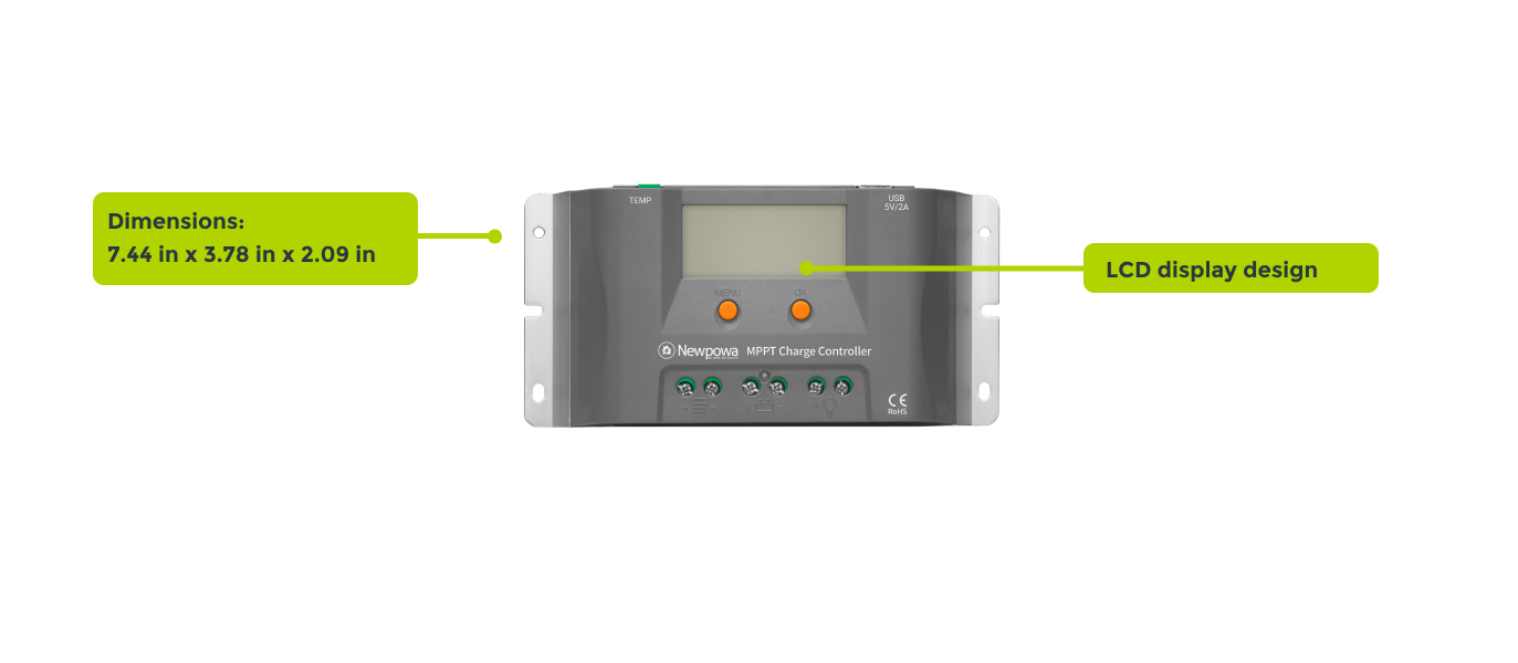 15A MPPT Solar Charge Controller w/ High-quality Components -Newpowa