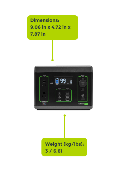 Estación de energía portátil de 300 W, generador solar de 222 Wh, batería  de litio de reserva con salida de CA de 110 V/300 W/QC 3.0/tipo C/luz  LED/CC