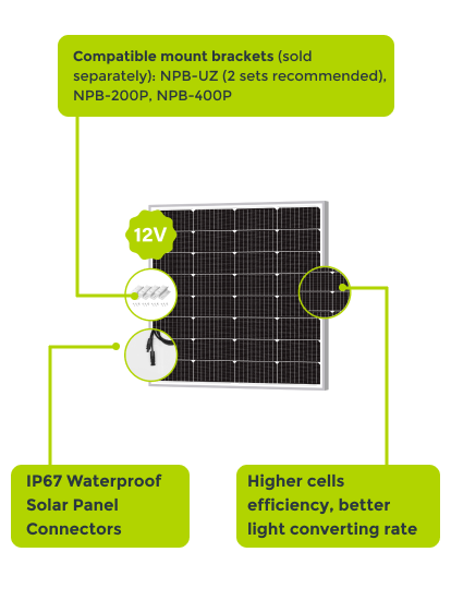 Newpowa 100 vatios 12 voltios panel solar policristalino 100 w 12 v módulo  de alta eficiencia Rv marino, bote, fuera de la red