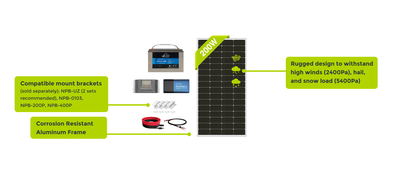 200W 12V Premium Solar Kit for New Solar Users Newpowa
