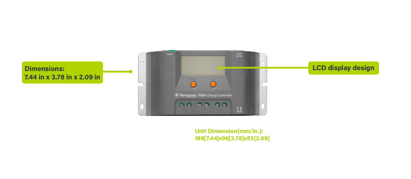 SOLAR CHARGE CONTROLLER PWM 12/24V 30A W88-C 2USB OUTPUT