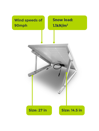 Newpowa Panel solar universal de doble brazo con poste de soporte y soporte  de montaje en pared, ángulo de inclinación de 0-90°, hasta 220W/30.31 de