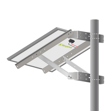Newpowa Panel solar universal de doble brazo con poste de soporte y soporte  de montaje en pared, ángulo de inclinación de 0-90°, hasta 220W/30.31 de