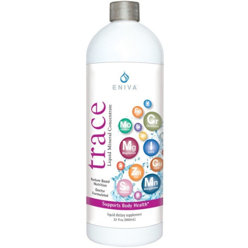 Eniva Minerals for Life Trace Multi Minerals, 32 oz, liquid dietary supplement, Cell-Ready, wide spectrum rare minerals, integrative nutrition, essence of life, proper balance of minerals, nutrient depleted soil, over processed foods lack of minerals, why supplement, the need to supplement, solutomic, bioavailable nutrients, natural minerals, no fructose, no sugars, no calories, no caffeine, no animal by-products, no animal testing, aqueous delivery system, advanced nutrition, Product ID 8917