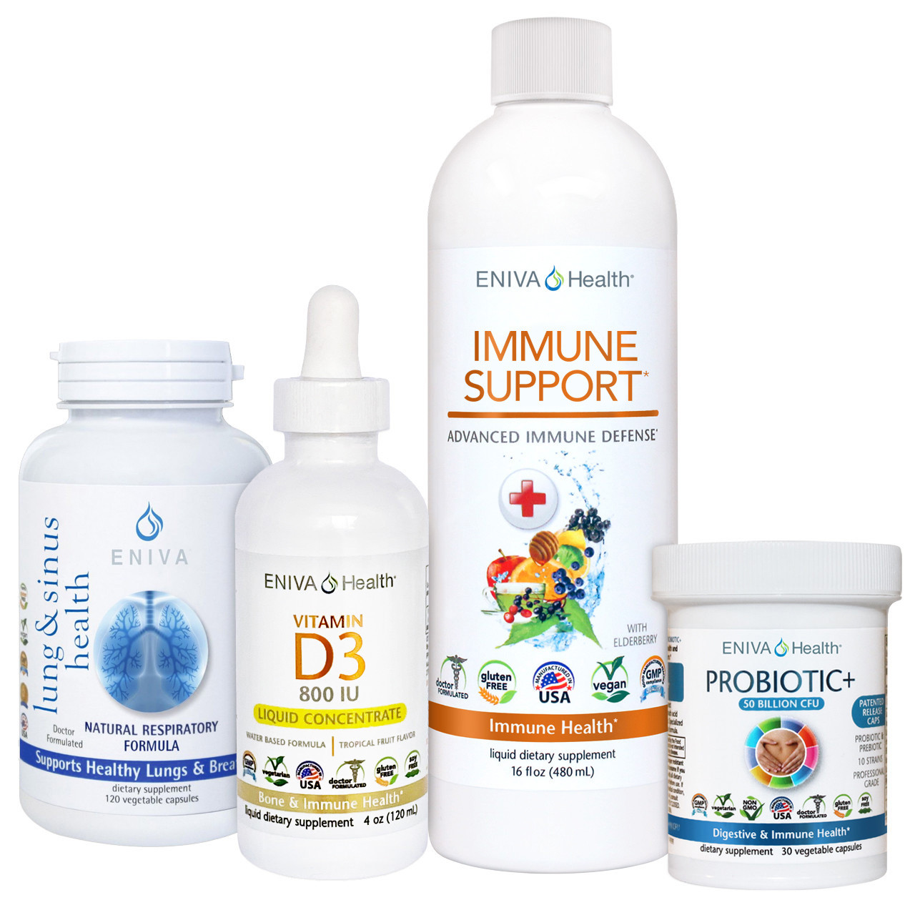 Immune Defense Bundle, 4 Powerful Products, Immune Support, Vitamin D3, Lung & Sinus, Probiotic