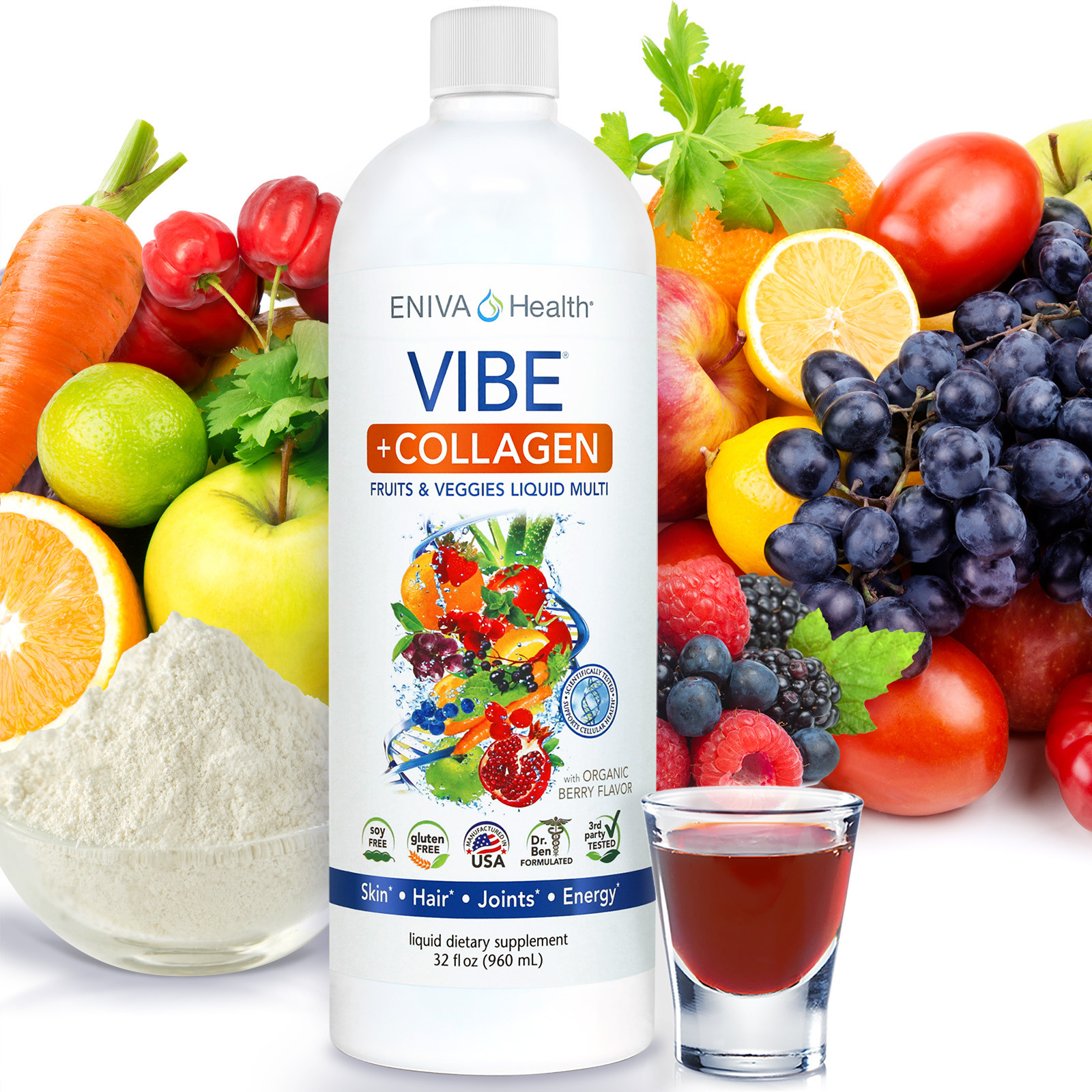 VIBE + COLLAGEN Superfoods Liquid Multivitamin - Eniva
