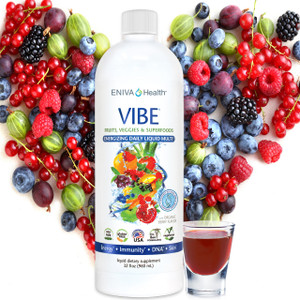 Eniva Health VIBE Fruits, Veggies, Superfoods, Vitamins, Minerals and Antioxidants. Daily liquid multi. Experience vibrant health!