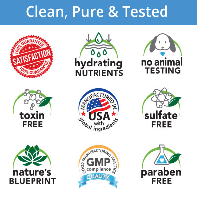 Satisfaction Guarantee, Hydrating Nutrients, No Animal Testing, Paraben Free, Manufactured in the USA with Global Ingredients, Sulfate Free, Nature's Blueprint, Aroma Therapy, Paraben Free