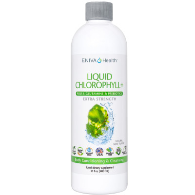 Chlorophyll Plus Liquid Supergreens for skin health; 100% vegan; 24000mg , lowest cost per serving
