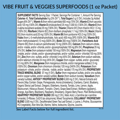 Vibe 1 oz packet supplement facts