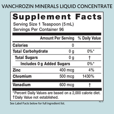 Eniva Health Vanchrozin Liquid Concentrate, 16 oz, Supplement Facts
