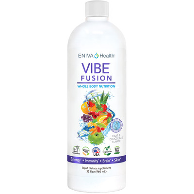 Eniva VIBE Fusion, a liquid daily multivitamin of whole food with a delicious taste! 32 oz, concentrated antioxidants, minerals, vitamins, fruits, vegetables, green tea EGCG green tea catechin complex, organic dark chocolate and cocoa, amino acids, phytonutrients, whole food nutraceutical, Full Spectrum nutrition, DNA support, Trans-resveratrol, Product ID 27033