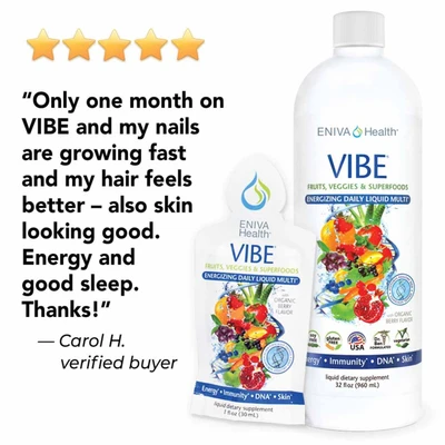 VIBE Fruit and Veggies Superfoods Testimonial | Hair, Skin and nails better, Energy and good sleep.