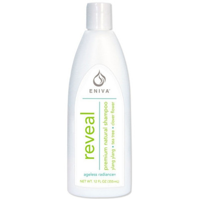 Eniva Reveal Premium Natural Shampoo, 12 oz, natural botanically infused premium shampoo, no harsh preservatives, no hair-stripping cleansers, Pure luxurious lather, gently cleanses and nurtures hair, natural extracts, nourishing oils,* Natural Botanicals and Vitamins, Clover Flower, Green Tea Leaf, Aloe Vera Leaf, Grape Seed Extract, Tea Tree Leaf Oil, Biotin, Pro-Vitamin B5, Sunflower Seed, Ylang Ylang Oil, Safety Promise, No Parabens, No Phthalates, No MEA, TEA or DEA, No Glycols or Aluminum, No SLS or other sulfates, No Dyes or Artificial Fragrances, Product ID 55009