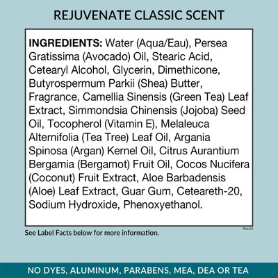Rejuvenate Vanilla Classic Scent Ingredients