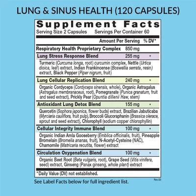 Lung & Sinus Health Supplement Facts