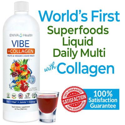 World's First Superfoods Liquid Daily Multi with Collagen, Satisfaction Guaranteed, VIBE + Collagen Liquid Daily Multi, 32 oz, ID 27060