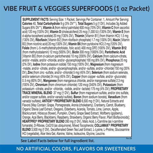 Vibe 1 oz packet supplement facts
