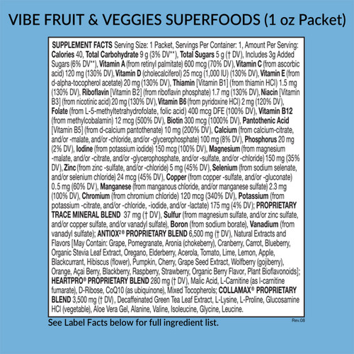 Vibe 1 oz packet supplement facts