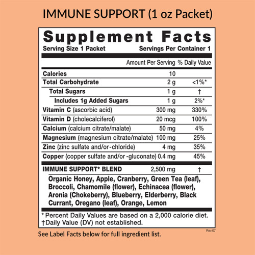 Immune Support Packet Supplement Facts