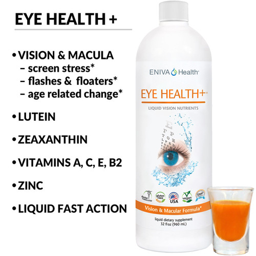 Eye Health+ Vision and Macula Support, Lutein, Zeaxanthin, Vitamins A, C E, B2, Zinc, Liquid Fast