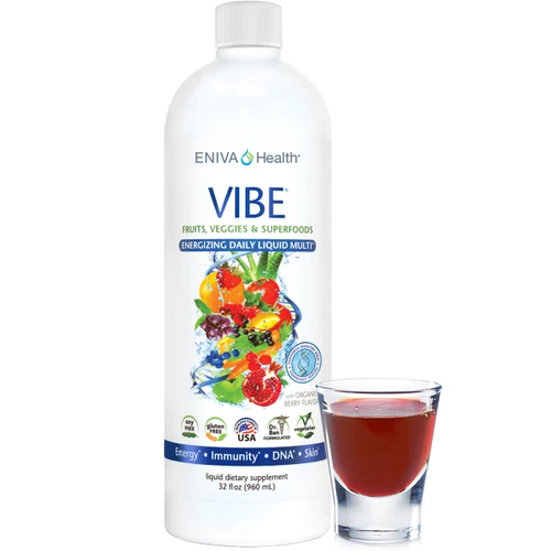 VIBE Daily Multivitamin, Fruits and Vegetables Superfoods, with Green Tea, CoQ10, Vitamin C, B-Vitamins, Folate, PPhosphorous, Iodine, Magnesium Zinc, Selenium, Copper, Manganese, Chromium, Boron, Sulfur, Vanadium, Potassium, Plant Bioflavonoids, Malic Acid, L-Carnitine, L-Lysine, L-Proline, Aloe Vera Gel, Alanine, Valine
